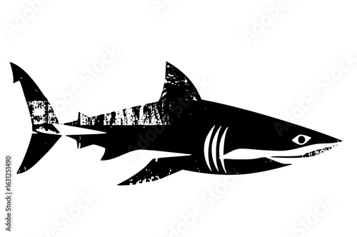 Vector Bold shark silhouette with textured details.