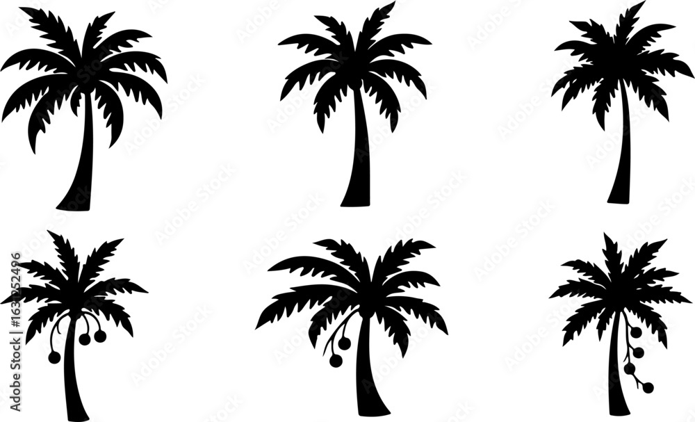 Naklejka premium Palm Tree Silhouette Bundle | Tropical Tree Vector Vector Set bundle