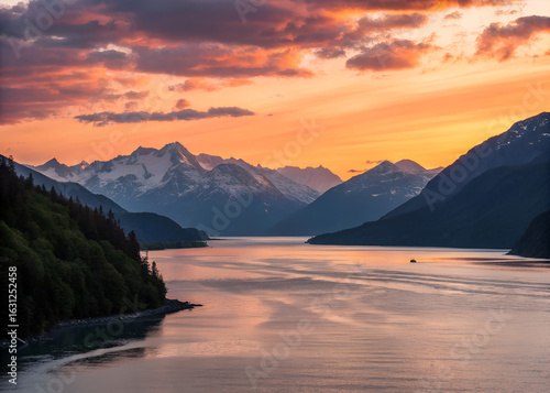 The beautiful scenery of Prince William Sound at sunset; Whittier, Alaska, United States of America