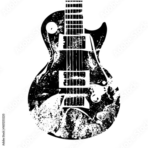 Vector Distressed electric guitar with a vintage aesthetic.