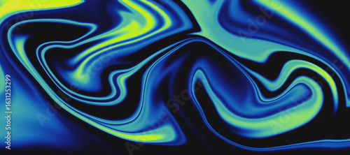 Wallpaper Mural Abstract Grainy Gradient Background. Abstract Glowing Liquid Swirls in Blue and Neon Green Torontodigital.ca
