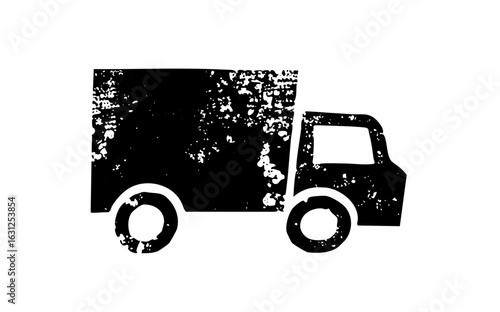 Vector Black silhouette of a delivery truck .