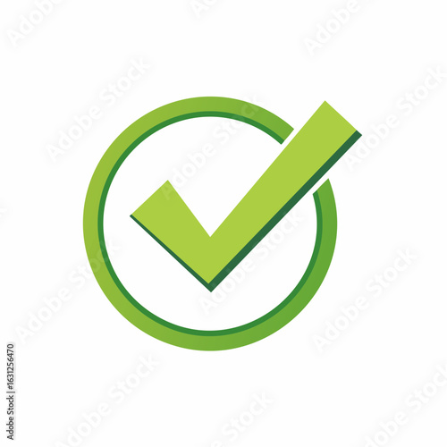 A vibrant green, three-dimensional checkmark icon inside a circle, representing correctness, success, approval, completion, and positive feedback in a clean, modern design.