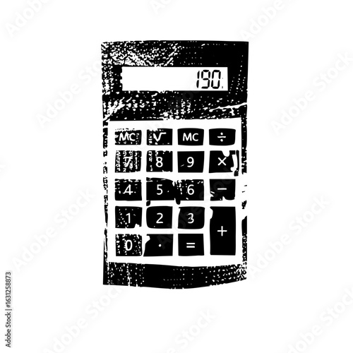 Vector Black and white of a calculator displaying the number 190.