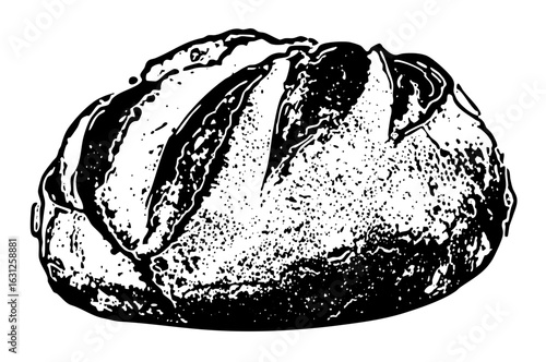 Vector Detailed of a rustic round loaf of bread.