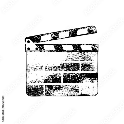 Vector Vintage film clapperboard with distressed texture.