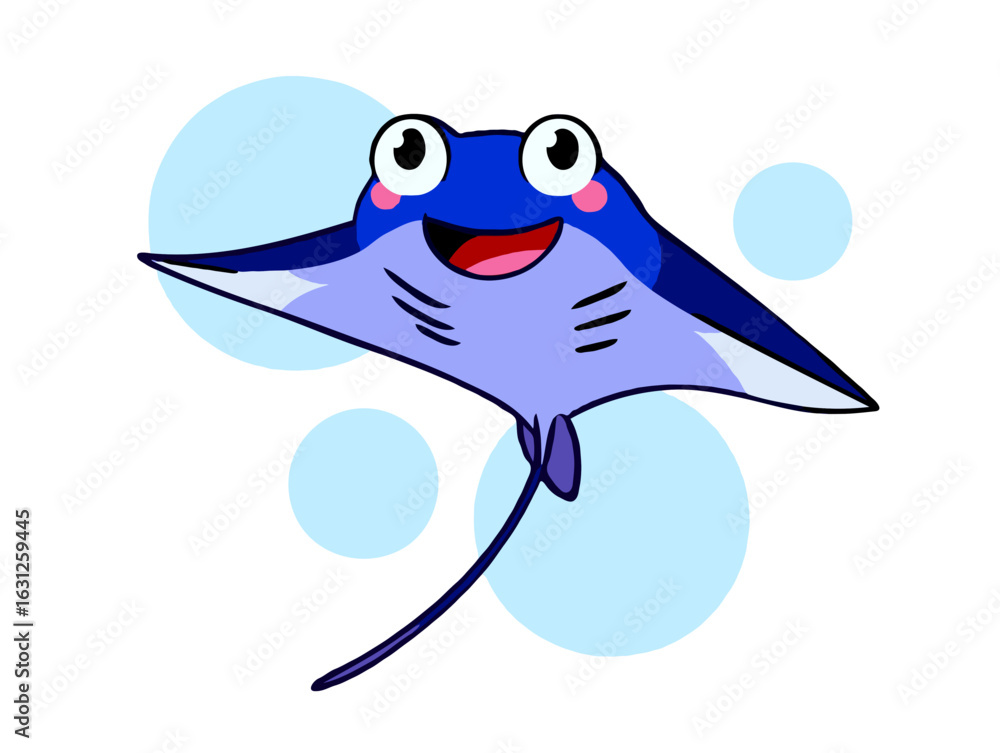 Fototapeta premium Cheerful Cartoon Manta Ray