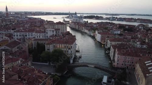 Venetian Dawn Panorama: Aerial Journey over Ponte dell’Accademia