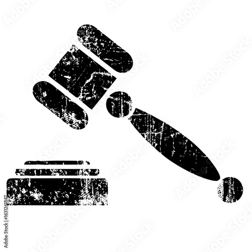 Vector Distressed gavel symbolizes justice and legal proceedings.