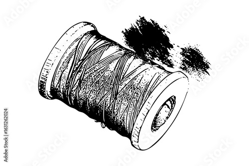 Vector Detailed of a spool of thread with textured lines.