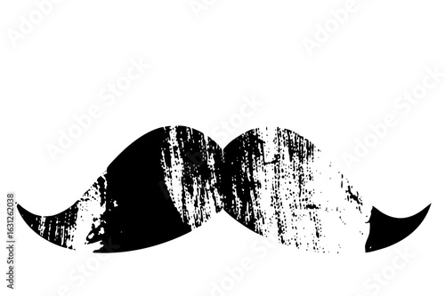 Vector Stylized mustache with a distressed texture.