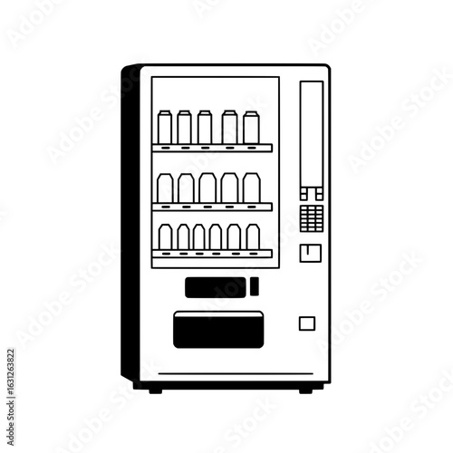 Vending Machine Illustration: A sleek, modern illustration captures a vending machine, its clean lines and organized layout of drinks bottles invite a sense of convenience and accessibility.