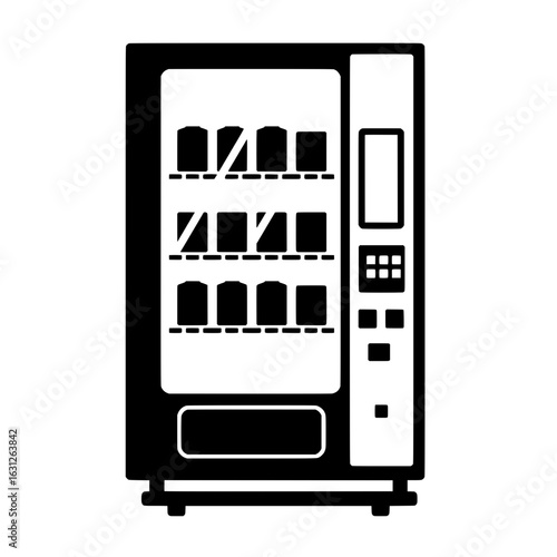 Automated Dispensing Machine: A stylized rendering of a vending machine, filled with enticing goods, embodying instant gratification, ready for immediate consumerism.