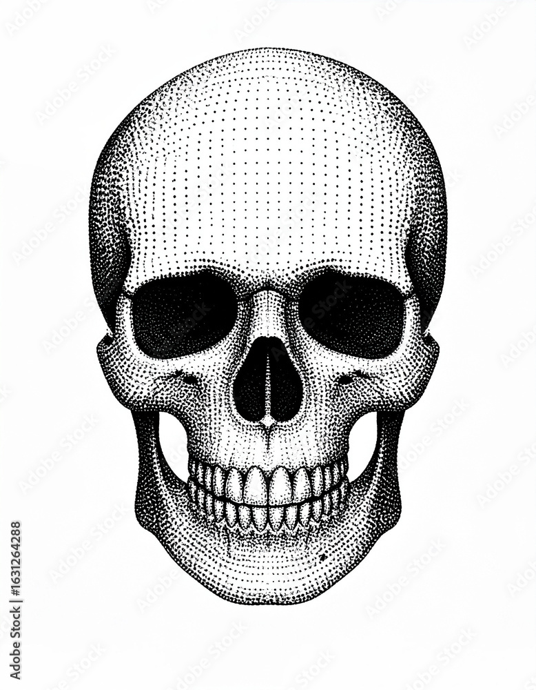 Fototapeta premium Halftone Skull Portrait Dot Pattern Vector Illustration