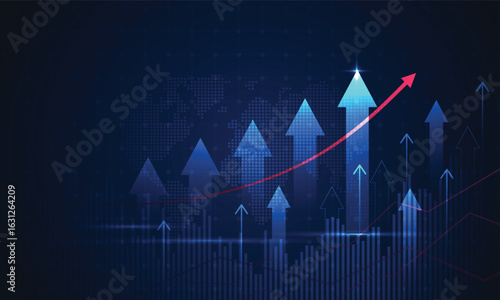 Stock market investment trading graph in graphic concept suitable for financial investment or economic trends business idea. graph growth technology background. vector design.