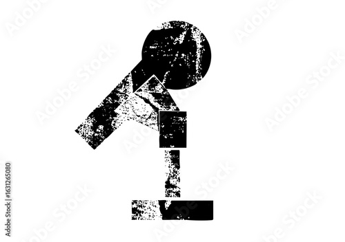 Vector Minimalist figure depicts a person in a dejected pose.
