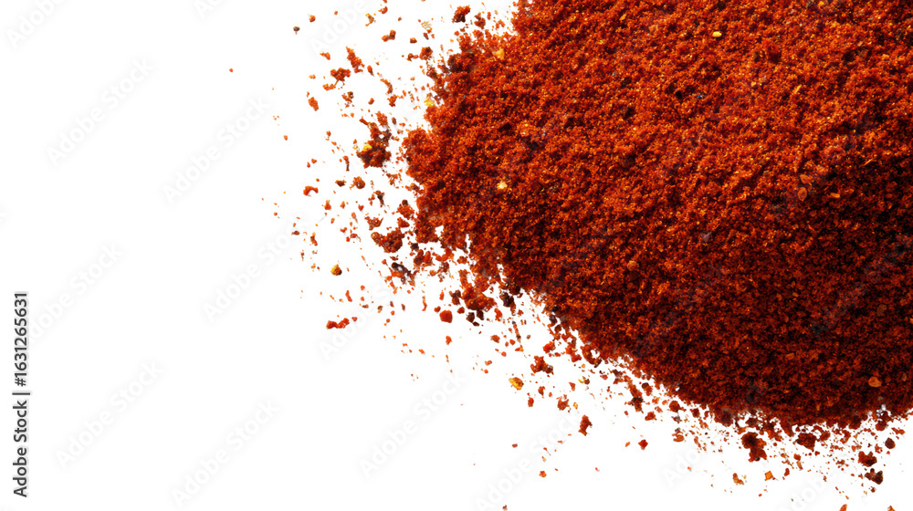 Ground red spice on black background, ideal for culinary and food photography. Ground red spice on black background, ideal for culinary and food photography.