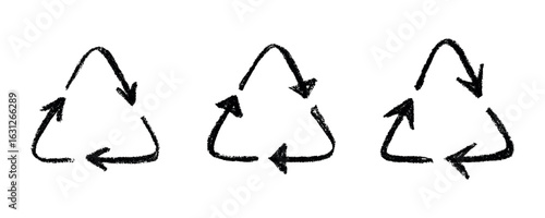 Set of hand drawn recycle arrow icon Recycling resources symbol Reuse of materials, zero waste, green environment, saving the planet