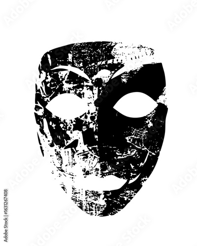Vector Dramatic monochrome mask with stylized eyeholes.