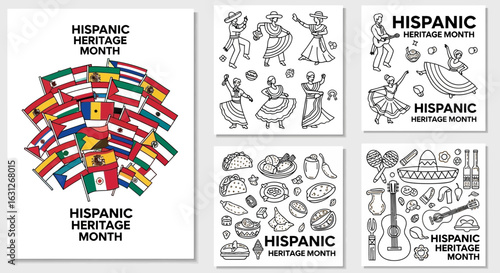 Celebrate Hispanic Heritage Month with vibrant cultural symbols, traditional dancers, and authentic cuisine, honoring rich traditions and diverse identities globally.