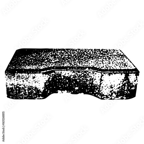 Vector Detailed of a weathered stone block with a recessed panel.