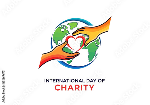 Hands offer heart with globe, symbolizing global compassion and selfless giving for International Day of Charity.