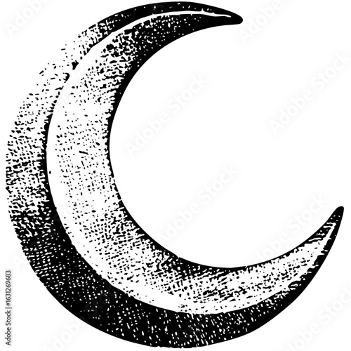 Vector Detailed moon with textured shading.
