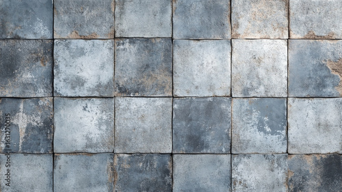 Wallpaper Mural Weathered square tiles arranged in a grid pattern showing various shades of blue gray and hints of beige Torontodigital.ca