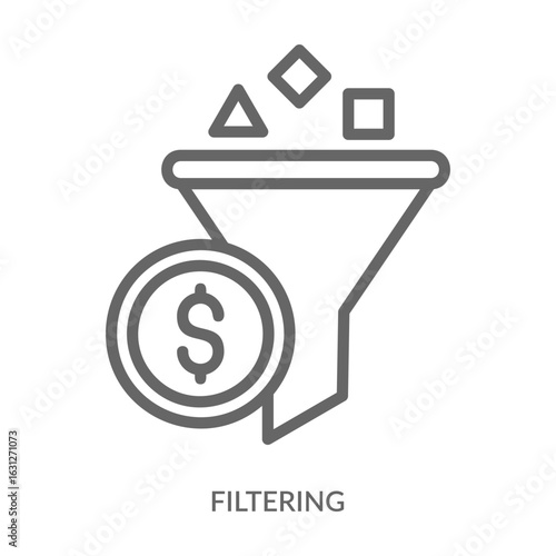 Filtering   Icon Line Style. Design Vector Illustration