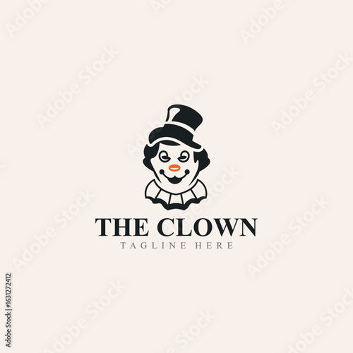 Clown logo template jester minimalist joker clown design