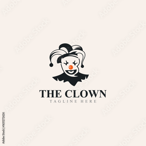 Clown logo template jester minimalist joker clown design