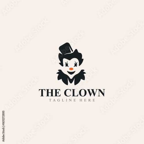 Clown logo template jester minimalist joker clown design