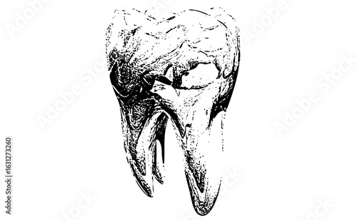 Vector Detailed vector of a bird skull with prominent beak.