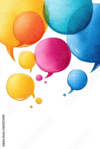 Colorful speech bubbles symbolizing communication and expression without fear of mockery