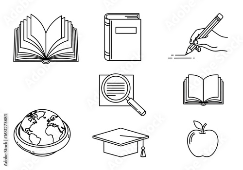 Education Icons Books, Globe, and Learning Tools – A Visual Guide