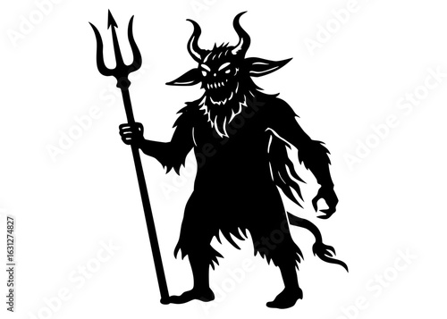 Devil Silhouette with Pitchfork
