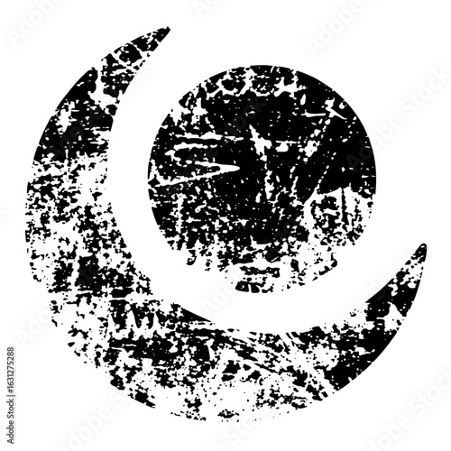 Vector Distressed moon and circle .