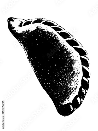 Vector Detailed of a savory pastry with crimped edges.