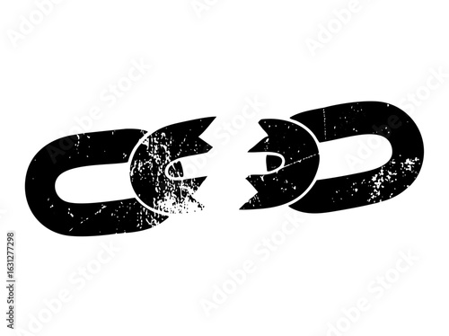 Vector Broken chain depicts separation and disruption.