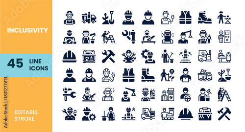 Inclusivity and Labor Worker Icons Collection profession