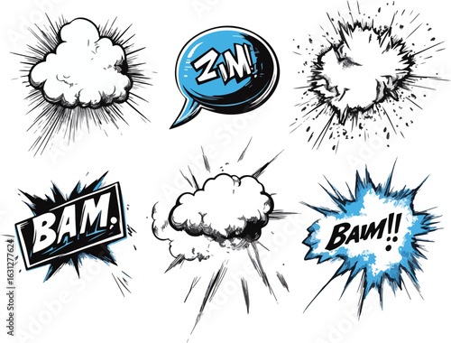 Comic Book Explosions and Speech Bubbles Vector Pack