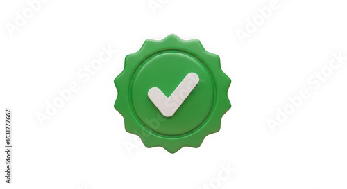 Ai generated image of green check mark badge isolated on transparent background