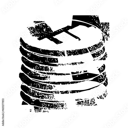 Vector Abstract stacked tire with crossbar detail.