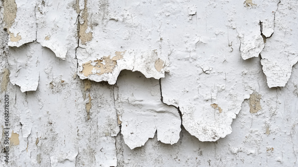 Fototapeta premium Peeling paint on a weathered surface showing texture and age
