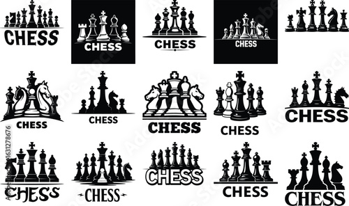Chess Logo Silhouette Bundle | Vector Chess Piece Designs Bundle