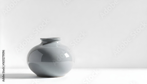 empty ceramic vase no flower isolated on white background