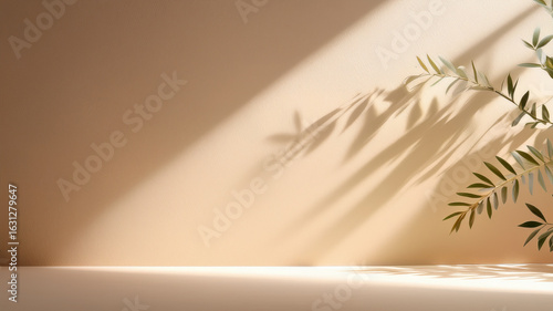 Modern wall with soft shadows and plant detail. Perfect for lifestyle and design layouts.