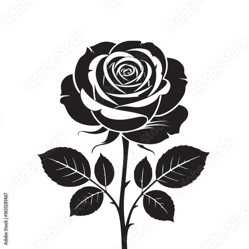 Set of roses silhouettes and Silhouettes of roses
