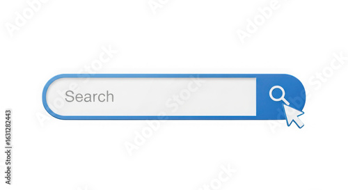 Ai generated image of search bar with a cursor clicking on it, isolated on transparent background