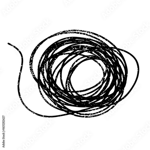 Vector Black scribble swirl creates a chaotic abstract .